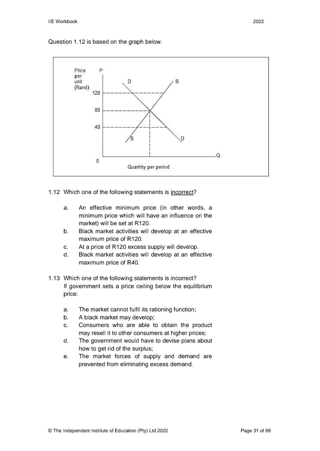 Solved Question 1.12 is based on the graph below. 1.12 Which | Chegg.com