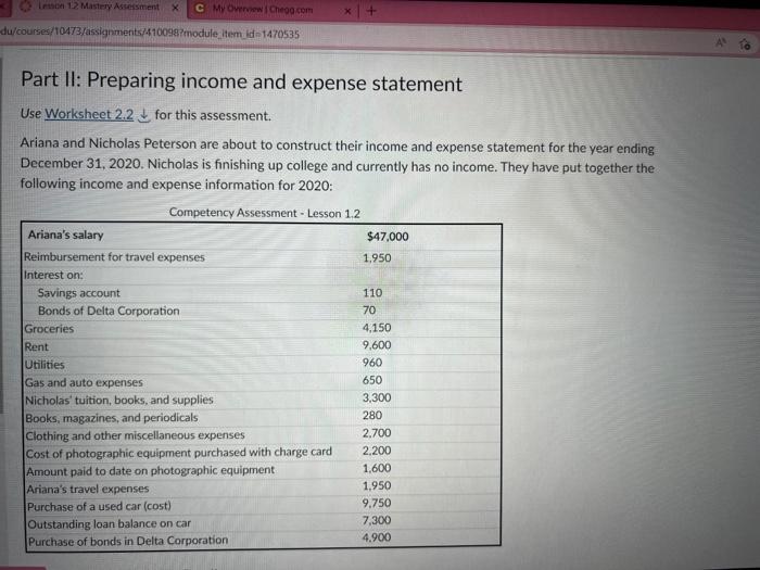 Part I: Preparing A Personal Balance Sheet. Sadie | Chegg.com