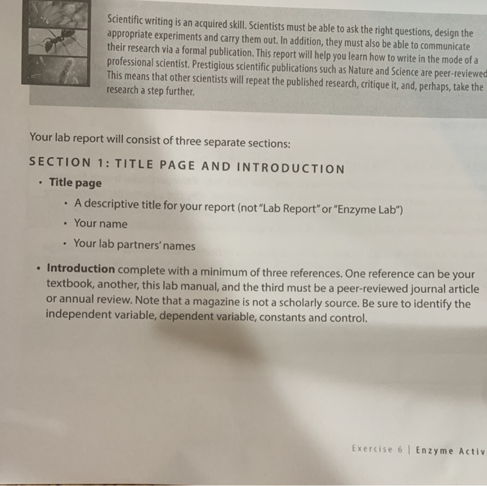 Solved I need help to make an introduction for a lab report | Chegg.com