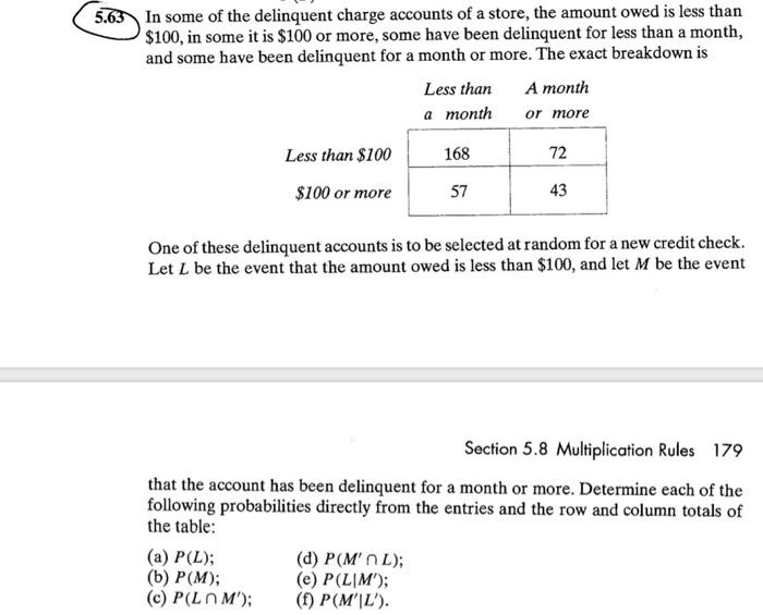 Solved 5.63 In some of the delinquent charge accounts of a