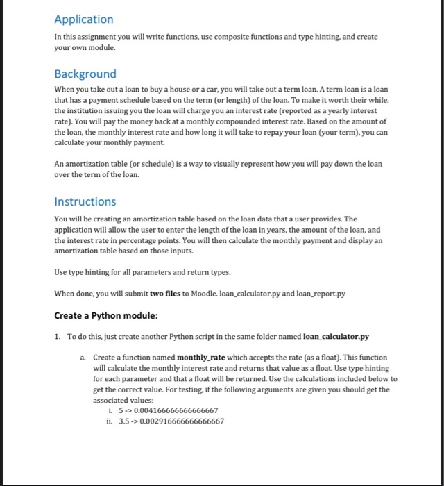 exploring python functions: assignment 3 on payment... Solved Application In this assignment you will write | Chegg.com