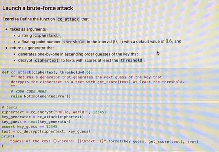 Solved Launch a brute-force attack Exercise Define the | Chegg.com