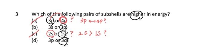 Solved 3 3 Which of the following pairs of subshells are | Chegg.com