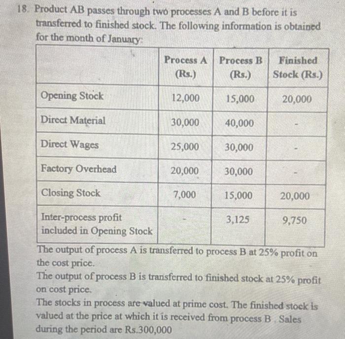 Solved Product AB Passes Through Two Processes A And B | Chegg.com