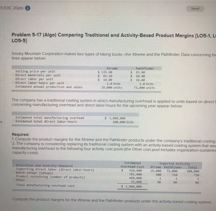 Solved Compute The Product Margins For The Xtreme And The 9171