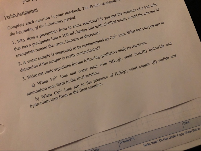 Solved Prelab Assignment Complete Each Question In Your | Chegg.com