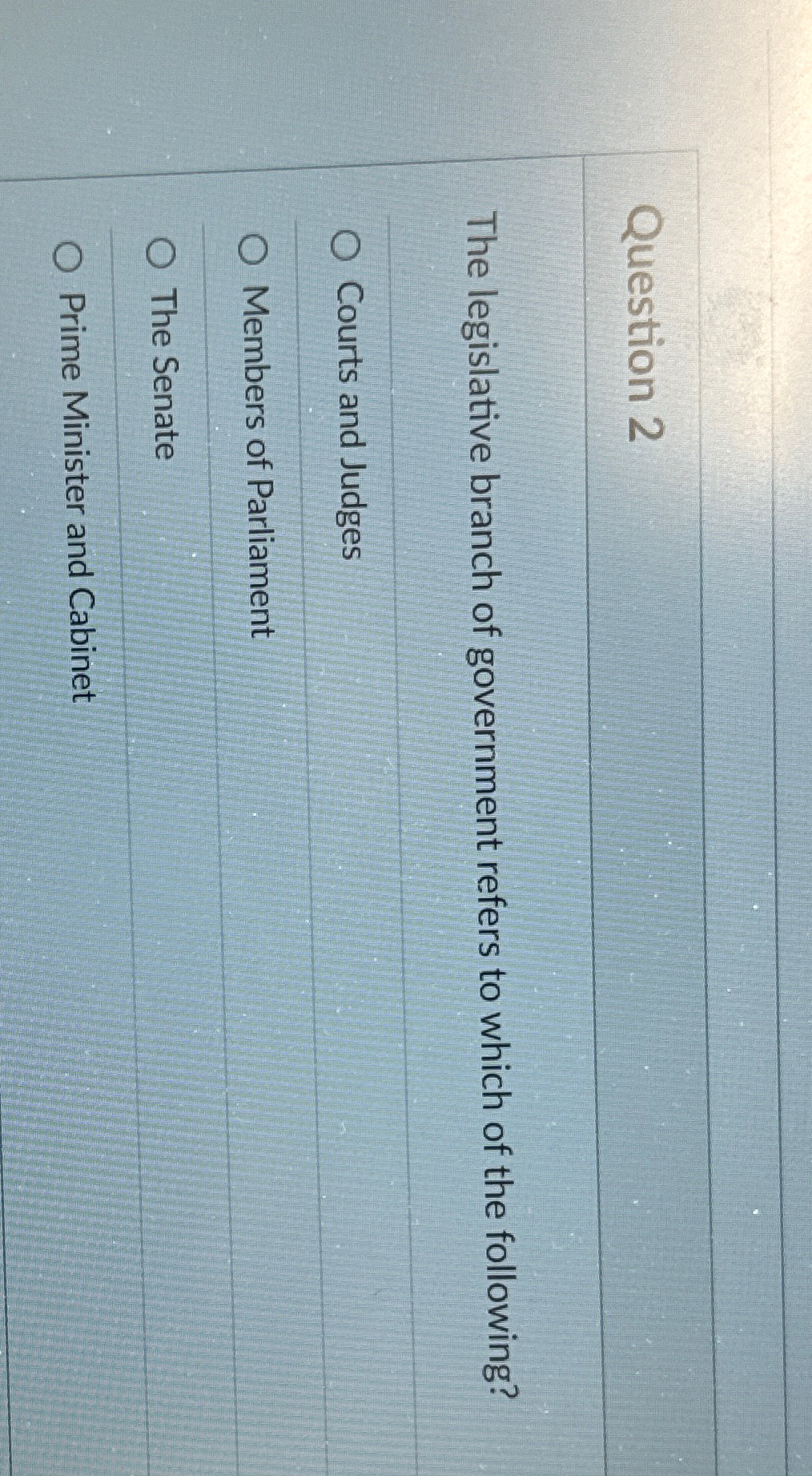 Solved Question 2The legislative branch of government refers | Chegg.com