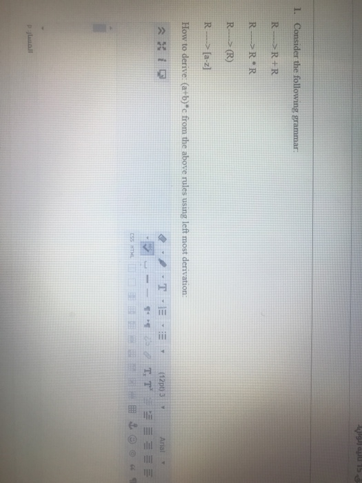 example 1 rr rr r rr r rr r rr r r r r r r r r r r r r... Solved اليك الله 1. Consider the following grammar R_R+R RRR | Chegg.com