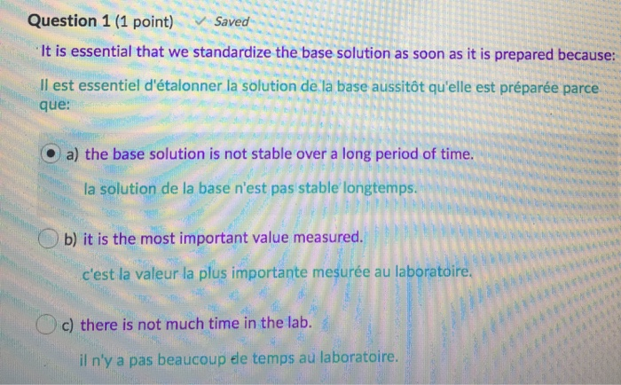 Solved Question 1 (1 Point) Saved "It Is Essential That We | Chegg.com