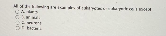 the following are examples of eukaryotic cells except