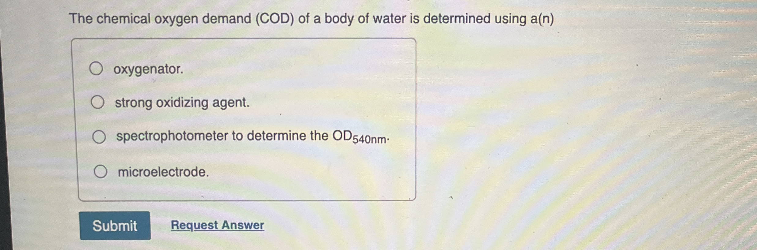 Solved The chemical oxygen demand (COD) ﻿of a body of water | Chegg.com