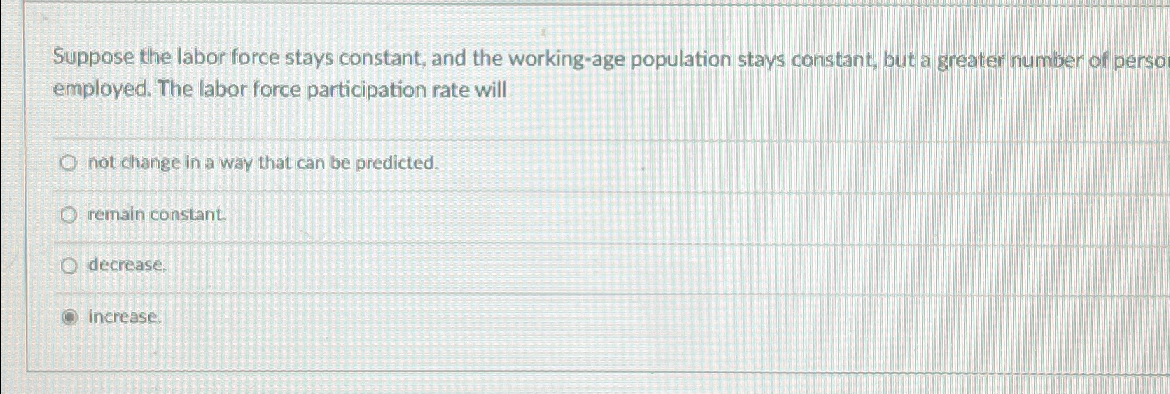 Solved Suppose the labor force stays constant, and the | Chegg.com