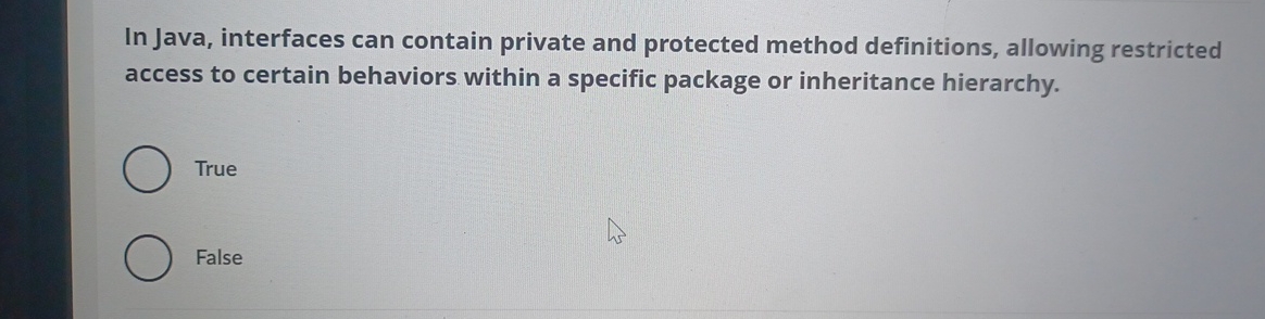 Solved In Java, interfaces can contain private and protected | Chegg.com