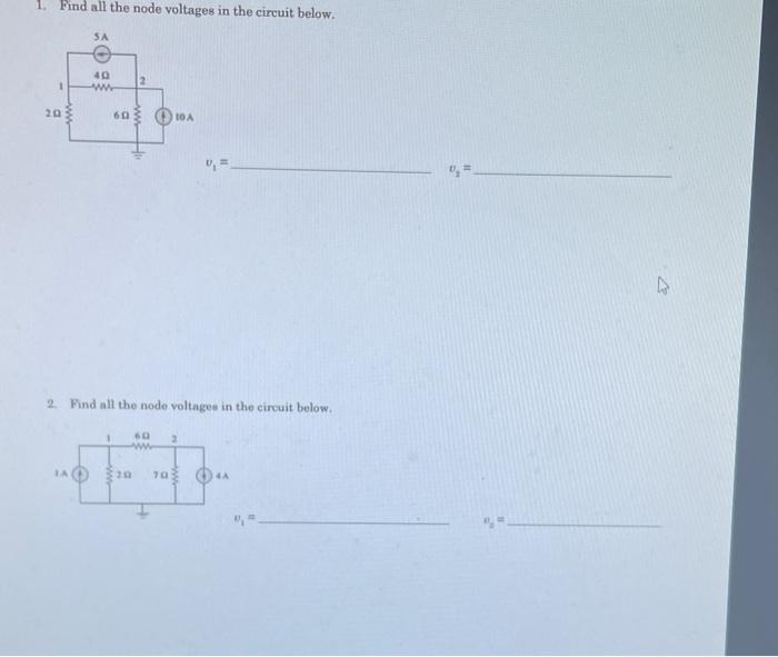 Solved 1. Find all the node voltages in the circuit below. | Chegg.com