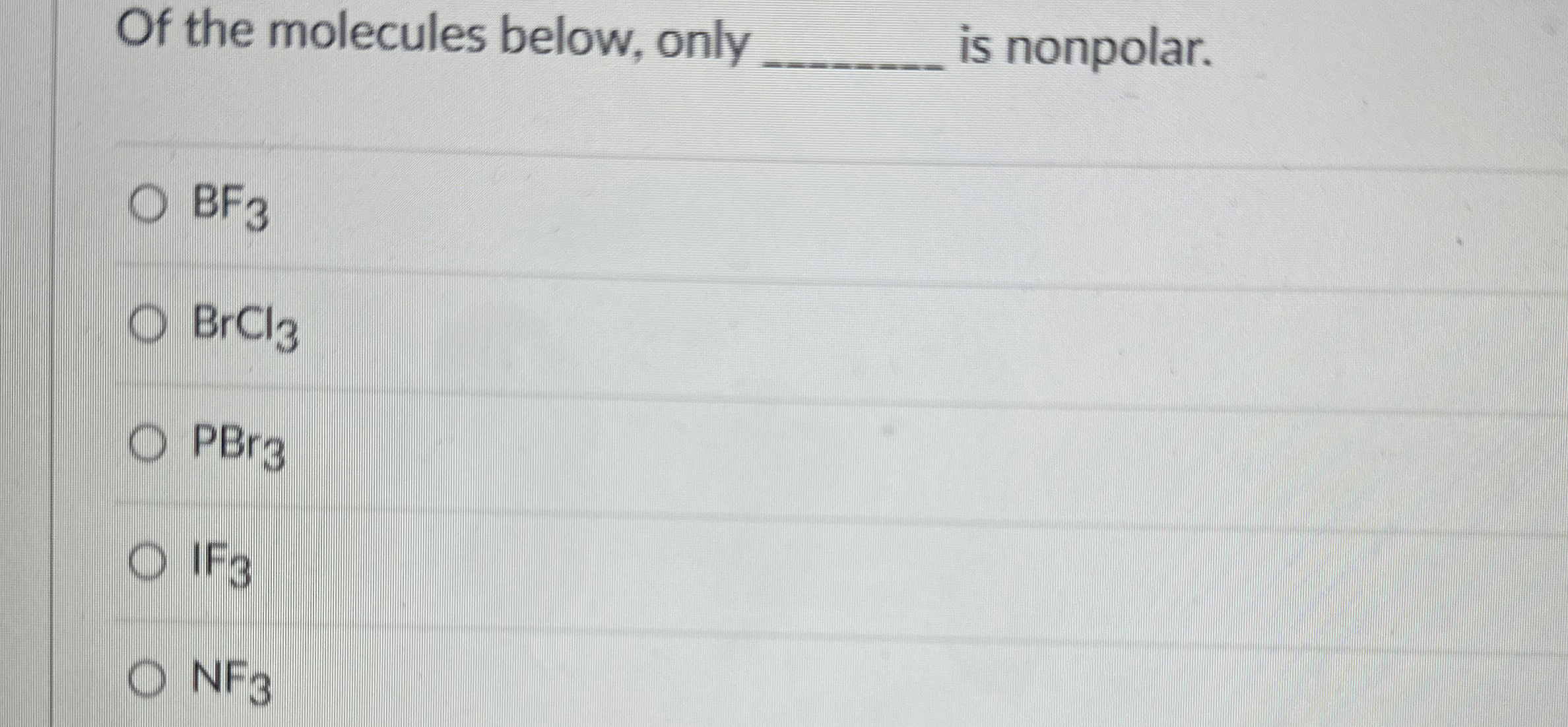 Solved Of The Molecules Below Only Q Is Chegg Com