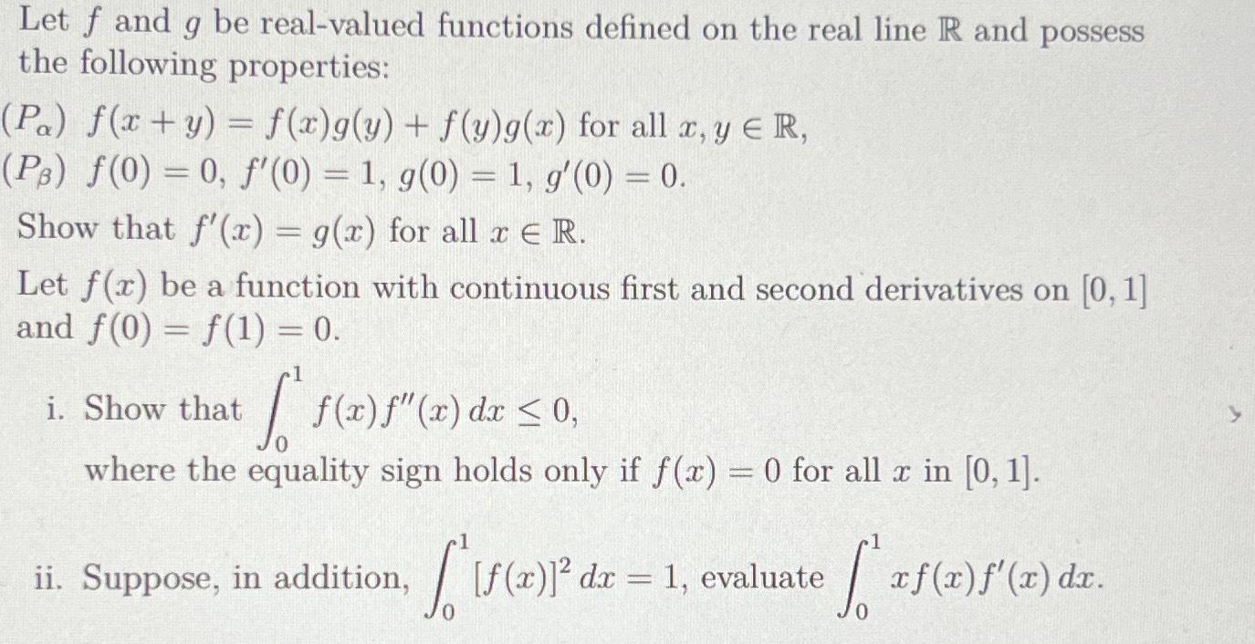 Solved Let f ﻿and g ﻿be real-valued functions defined on the | Chegg.com