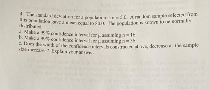Solved thi The standard deviation for a population is o = | Chegg.com