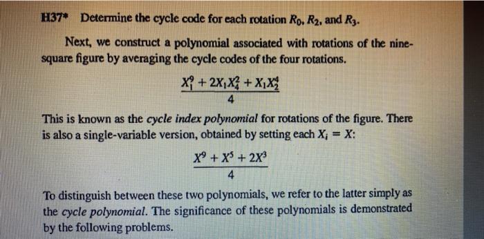 Solved H37* Determine the cycle code for each rotation Ro. | Chegg.com