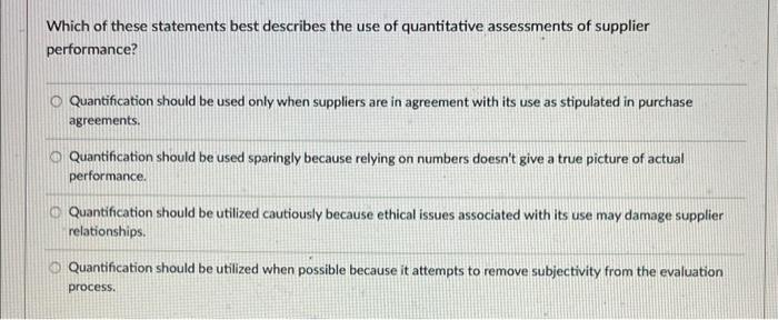 Solved Which of these statements best describes the use of | Chegg.com