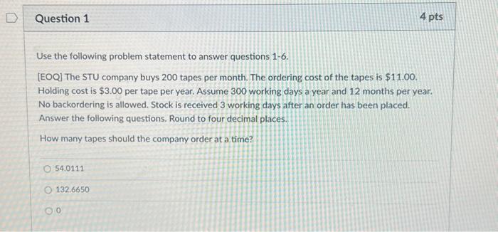 Solved Use the following problem statement to answer | Chegg.com