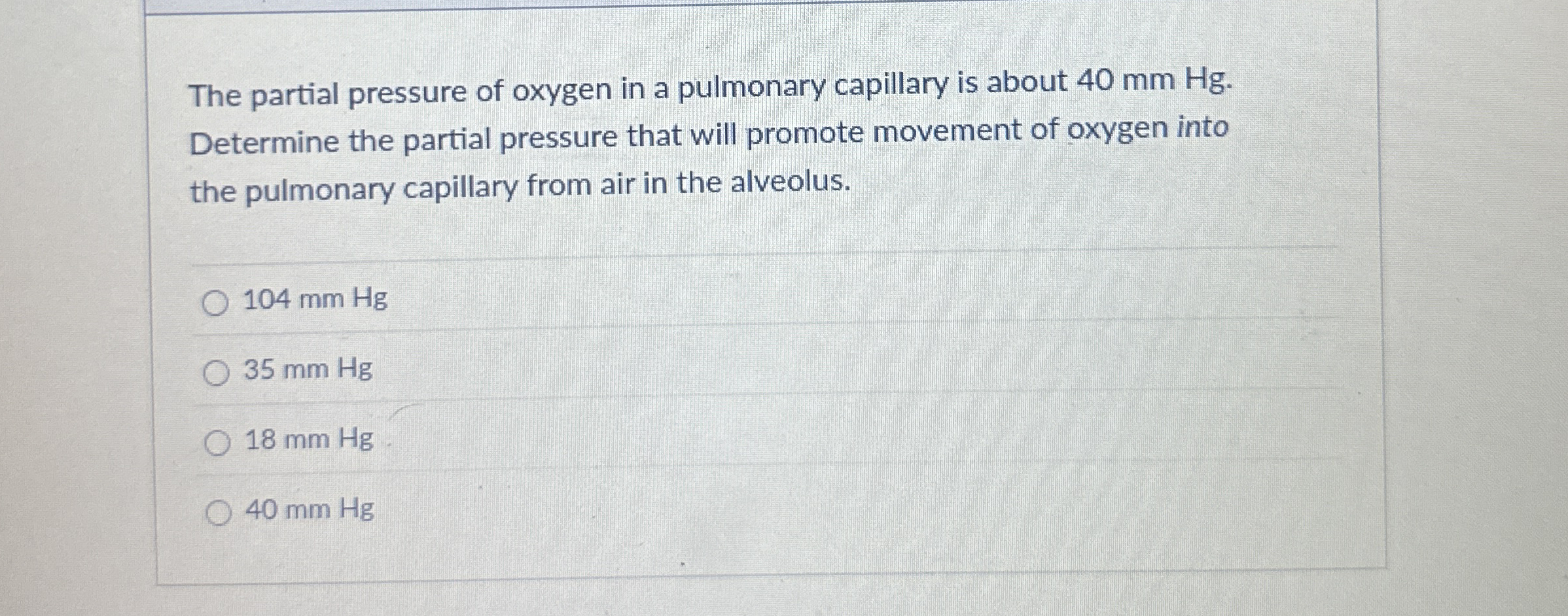 Solved The partial pressure of oxygen in a pulmonary | Chegg.com