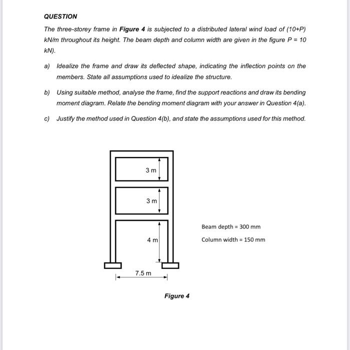 Question The Three Storey Frame In Figure 4 Is Sub Chegg Com