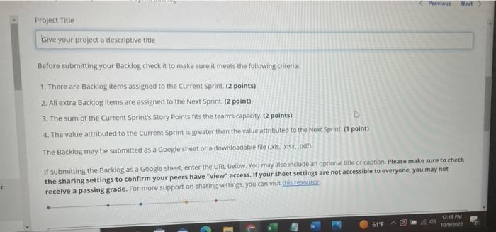 Solved Before submitting your Backlog check it to make sure | Chegg.com