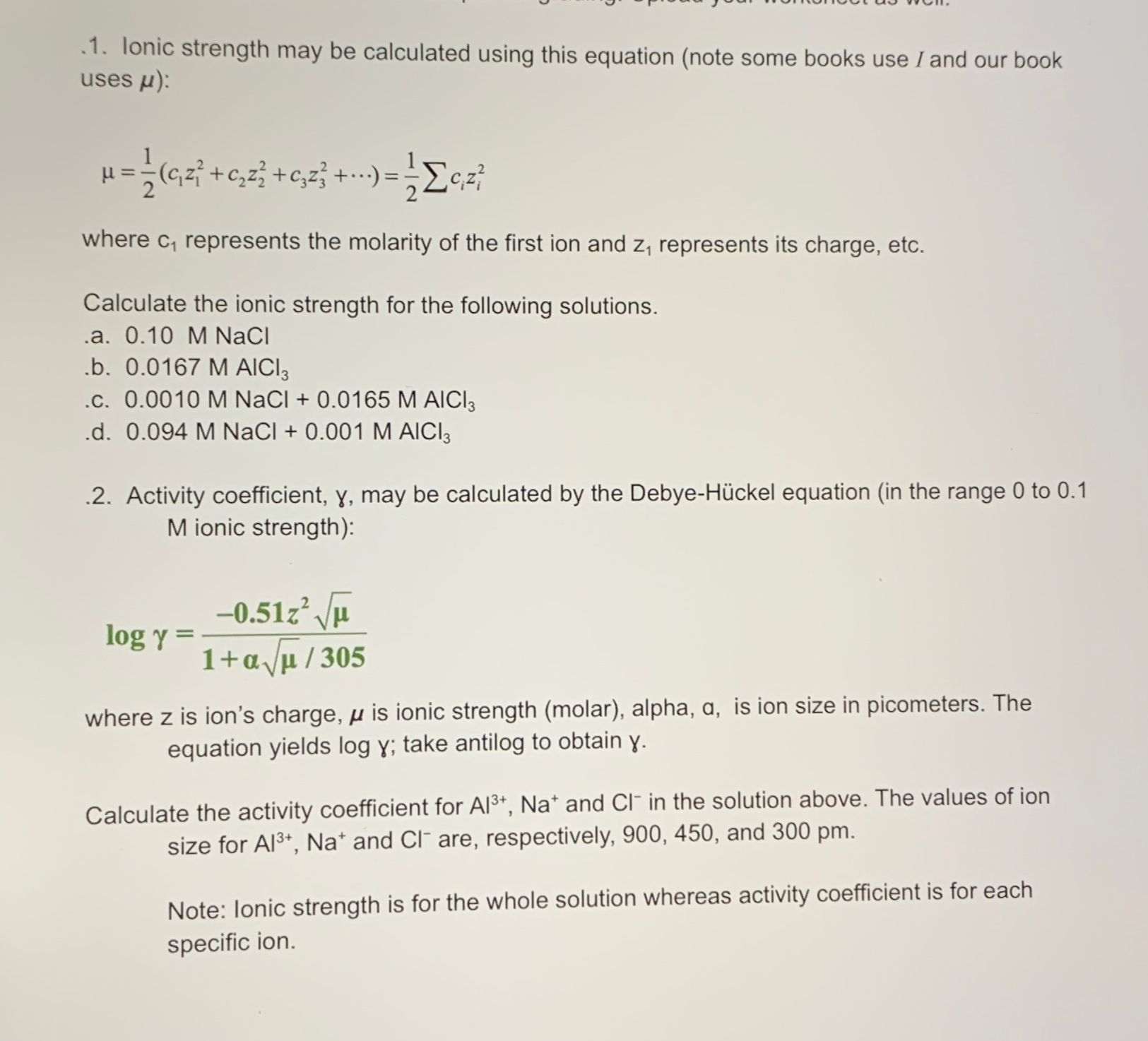 Solved .1. ﻿lonic strength may be calculated using this | Chegg.com
