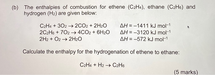 Solved b The enthalpies of combustion for ethene C2H4 Chegg