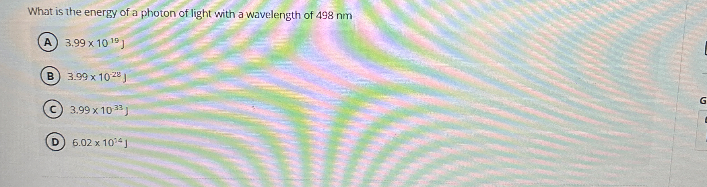 Solved What is the energy of a photon of light with a | Chegg.com