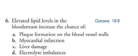 Solved Elevated lipid levels in theOutcome 18-8bloodstream | Chegg.com