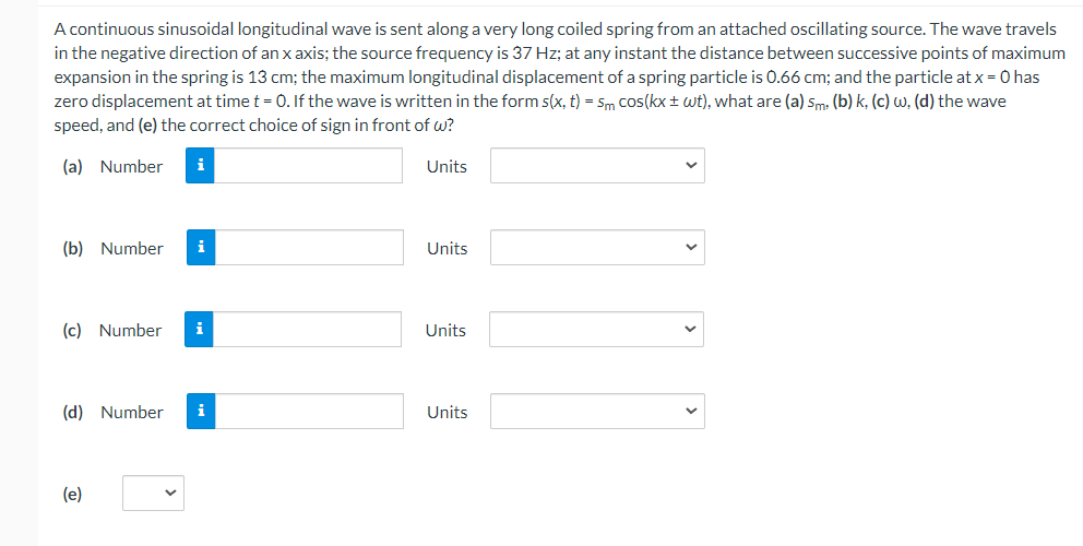 Solved A continuous sinusoidal longitudinal wave is sent | Chegg.com