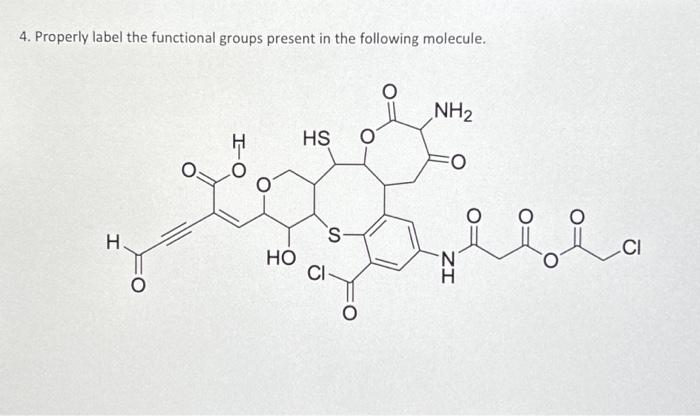 Solved 4. Properly label the functional groups present in | Chegg.com