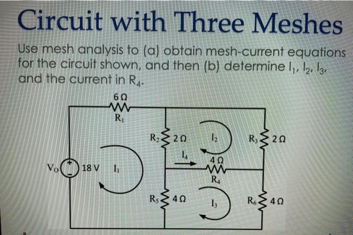 Solved Circuit with Three Meshes Use mesh analysis to (a) | Chegg.com