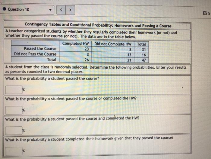 Solved Question 10 B5 Contingency Tables and Conditional | Chegg.com