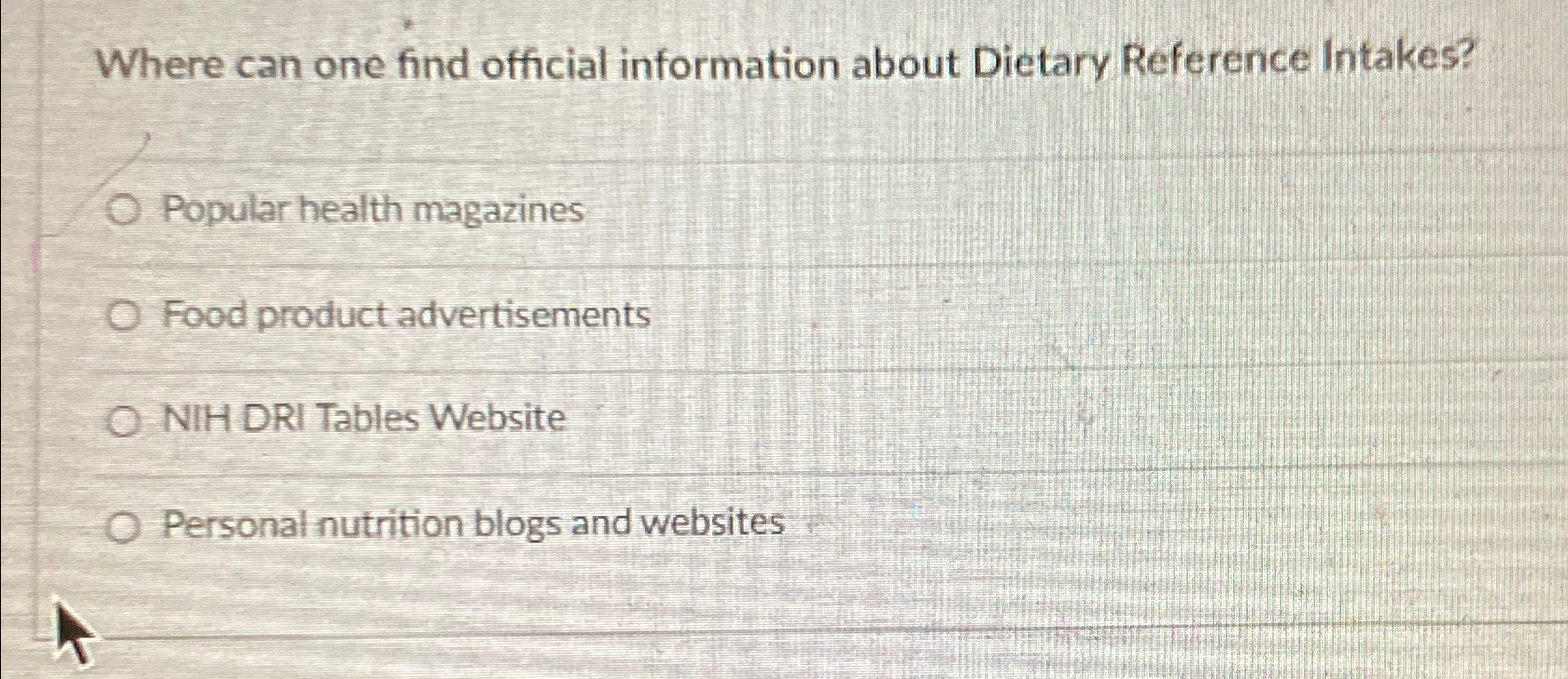 Solved Where can one find official information about Dietary | Chegg.com