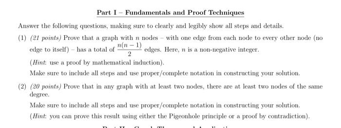 Solved Part I - Fundamentals and Proof Techniques Answer the | Chegg.com