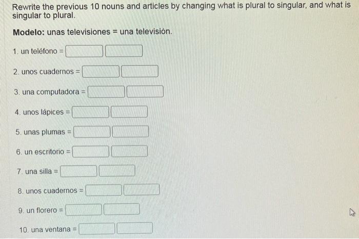Fill in the correct indefinite articles [un, una, | Chegg.com