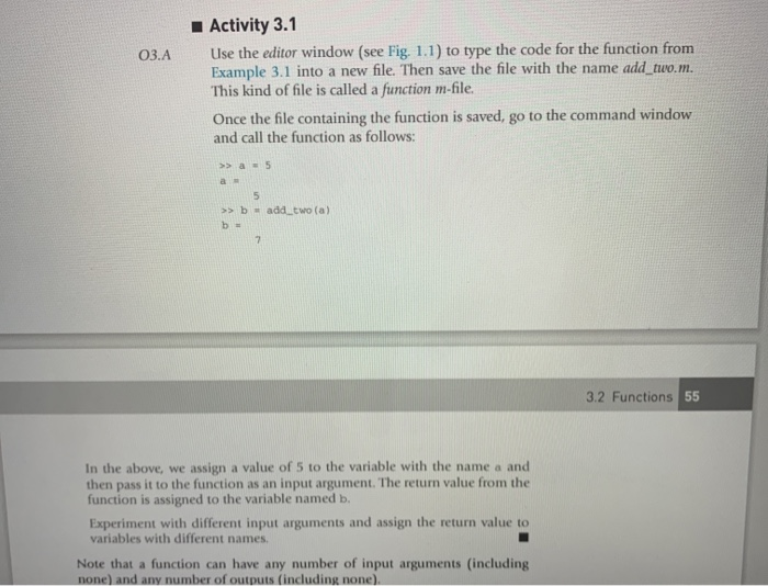 Solved Matlab Activities: Answer 3.1 based on example 3.1. | Chegg.com