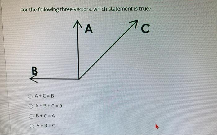 Solved For the following three vectors, which statement is | Chegg.com