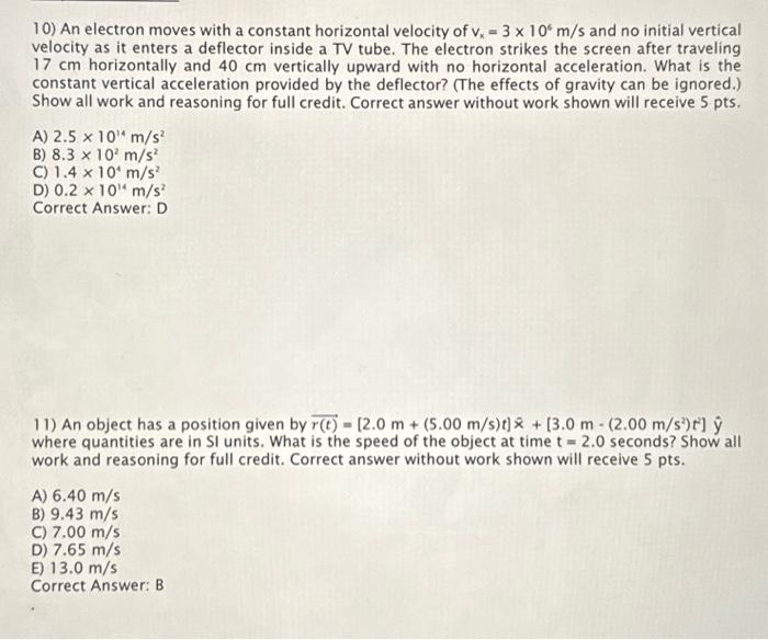 Solved 10) An electron moves with a constant horizontal