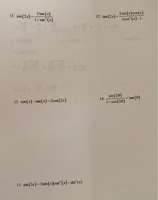 11 Sin 2x 2 Tan X 1 Tan X 2 Sin X Cos X 12 Chegg Com