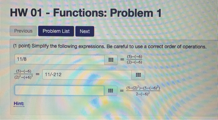 Solved HW 01 - Functions: Problem 1 Previous Problem List | Chegg.com