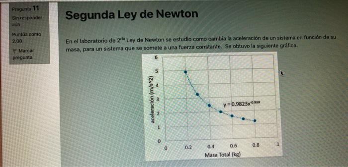 Pregunta 11 Sin responder mun Segunda Ley de Newton 