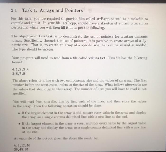 Solved 2.1 Task 1: Arrays and Pointers For this task, you | Chegg.com