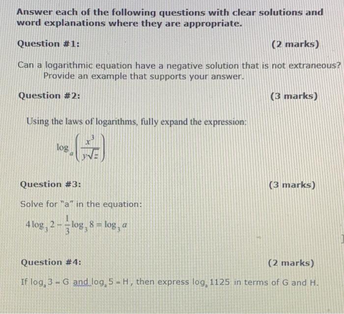 Solved Answer each of the following questions with clear | Chegg.com