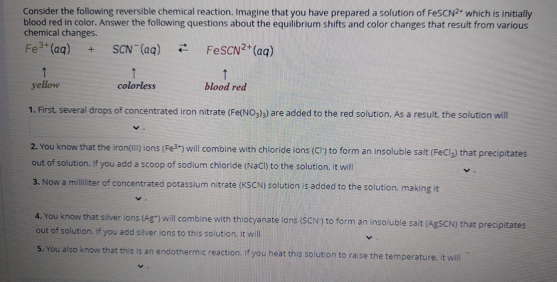 Solved Consider the following reversible chemical reaction. | Chegg.com