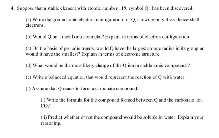 suppose a stable element with atomic number 119