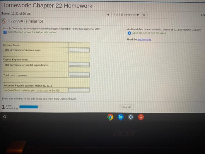 Solved Homework: Chapter 22 Homework Score: 12.31 of 20 pts | Chegg.com