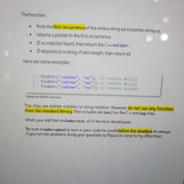 Solved C-String Functions W . from the standard library, and | Chegg.com